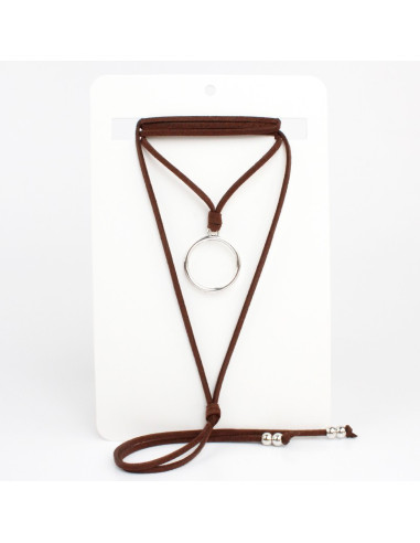 Collar de Gamuza y Dije Geométrico