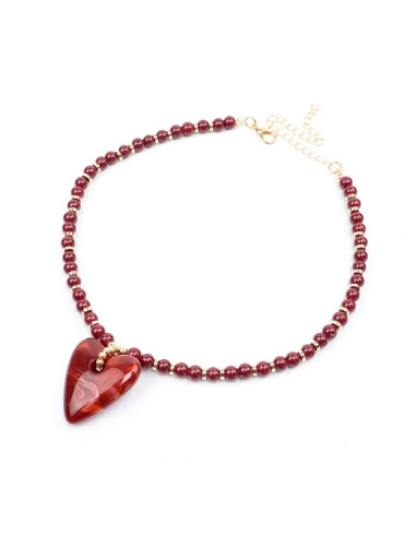 Collar Enhebrado y Dije Corazón