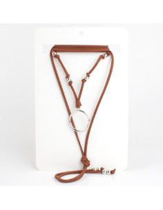 Collar de Gamuza y Dije Circular