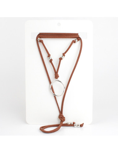 Collar de Gamuza y Dije Circular