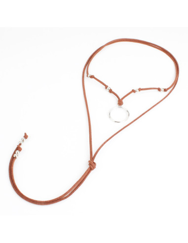 Collar de Gamuza y Dije Circular