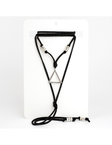 Collar de Gamuza y Dije Triangular