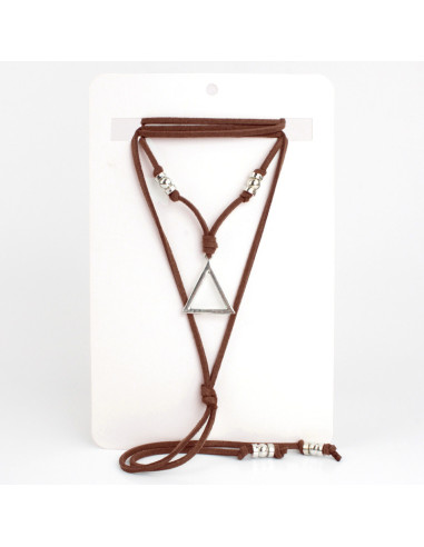 Collar de Gamuza y Dije Triangular