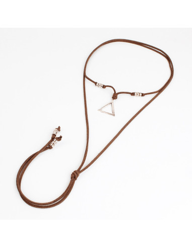 Collar de Gamuza y Dije Triangular