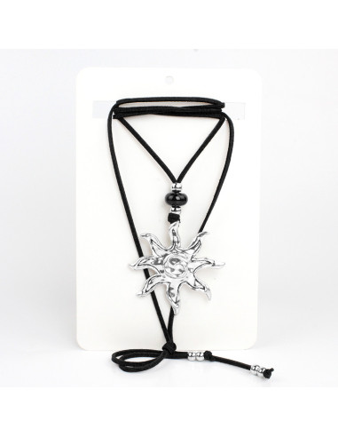 Collar de Gamuza y Dije Sol Boho
