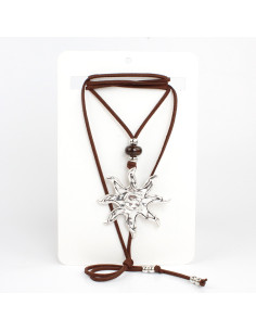 Collar de Gamuza y Dije Sol Boho