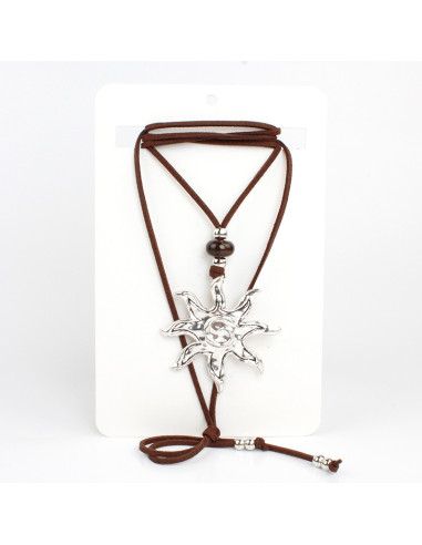 Collar de Gamuza y Dije Sol Boho