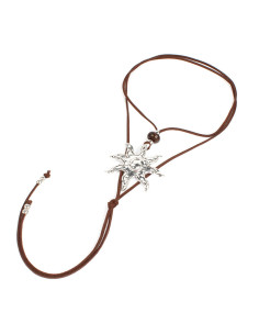 Collar de Gamuza y Dije Sol Boho
