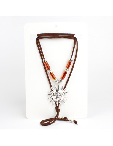 Collar de Gamuza y Dije Sol