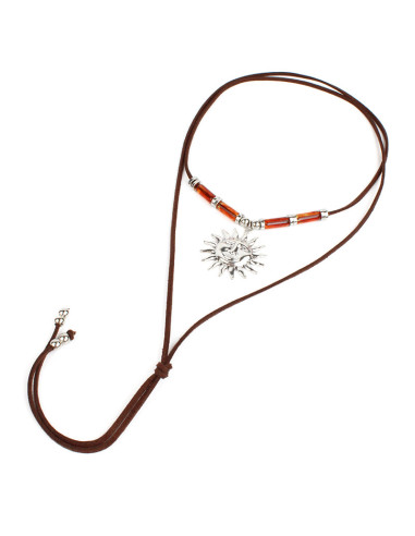 Collar de Gamuza y Dije Sol