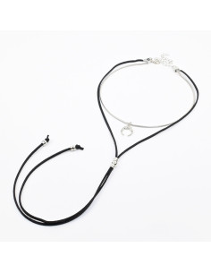 Collar Combinado de Cadena y Gamuza