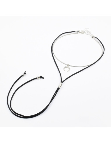 Collar Combinado de Cadena y Gamuza