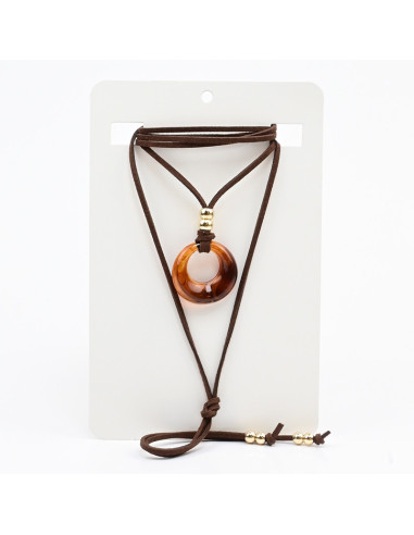 Collar de Gamuzan y Dije Acrílico