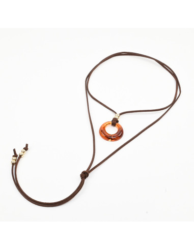 Collar de Gamuzan y Dije Acrílico