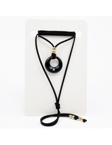 Collar de Gamuzan y Dije Acrílico