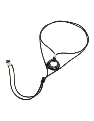 Collar de Gamuzan y Dije Acrílico