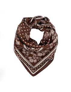 Pañuelo Flower & Dots Brown (70x70)