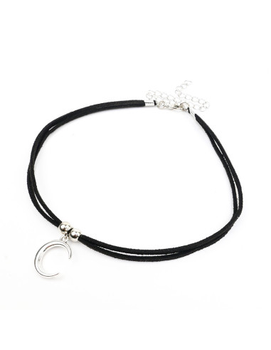 Choker Gamuza Silver Black