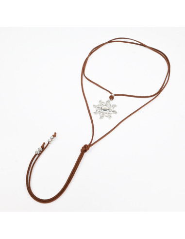 Collar de Gamuza y Dije Sol