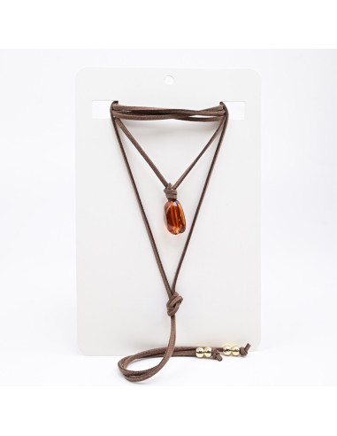 Collar de Gamuza y Dije Ambar