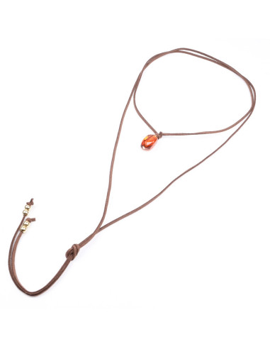Collar de Gamuza y Dije Ambar