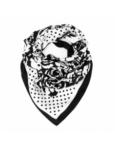 Pañuelo Dots and Rose Black (70x70)