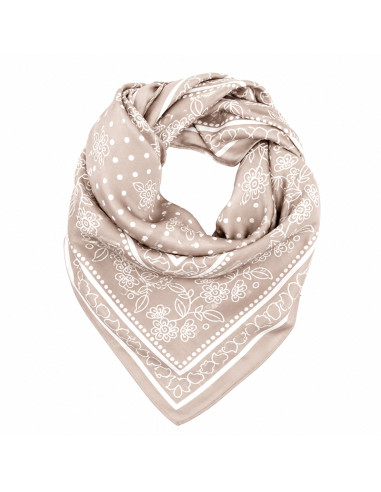 Pañuelo Flower & Dots Cinnamon (70x70)