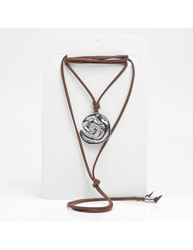 Collar Corbatero de Gamuza con Dije Espiral | Mayorista