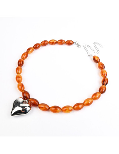 Collar de Acrílico con Dije Corazón | Infinita Moda