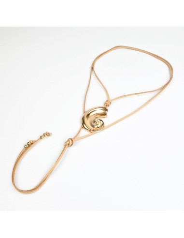 Collar Corbatero de Gamuza con Dije Caracol| Mayorista