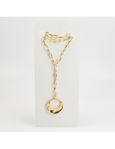 Collar de Cadena con Dije Circular Dorado | Collares por Mayor