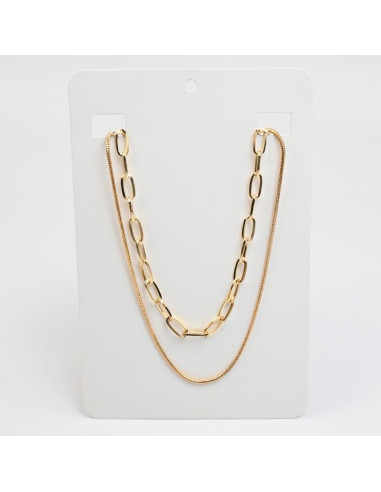 Collar de doble caída de cadenas doradas - Infinitabijou