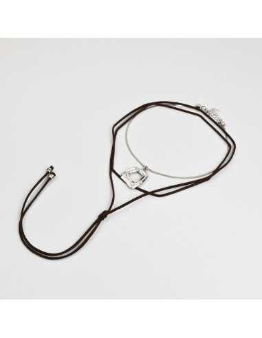 Collar Corbatero de Gamuza y Cadena  | Infinita Moda