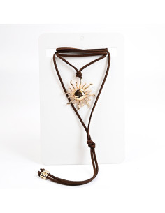 Collar Corbatero de Gamuza con Dije Sol | Infinita Moda