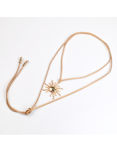 Collar Corbatero de Gamuza con Dije Sol | Infinita Moda