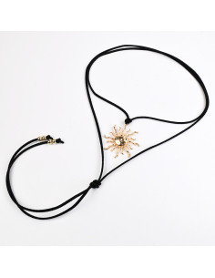 Collar Corbatero de Gamuza con Dije Sol | Infinita Moda