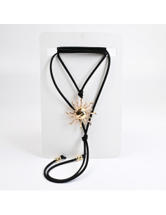 Collar Corbatero de Gamuza con Dije Sol | Infinita Moda
