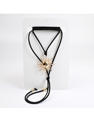 Collar Corbatero de Gamuza con Dije Sol | Infinita Moda
