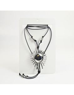Collar Corbatero de Gamuza con Dije Sol | Infinita Moda