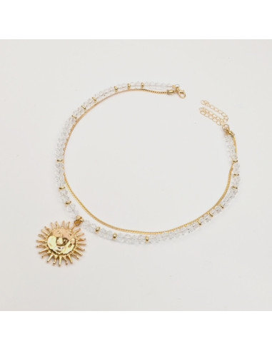Collar de Roquitas con Dije de Sol por Mayor | Infinita Moda