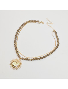 Collar de Roquitas con Dije de Sol por Mayor | Infinita Moda