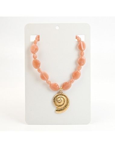 Collar de Acrílico con Dije Caracol | Collares por Mayor | Infinita Moda