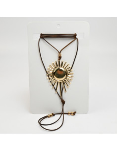 Collar Corbatero de Gamuza con Dije Sol | Mayorista | Infinita Moda