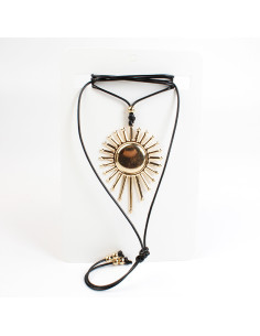 Collar Corbatero de Gamuza con Dije Sol | Mayorista | Infinita Moda