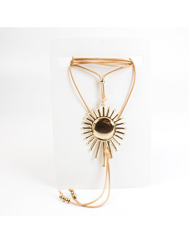 Collar Corbatero de Gamuza con Dije Sol | Mayorista | Infinita Moda