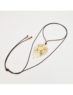 Collar Corbatero de Gamuza con Dije Sol | Mayorista | Infinita Moda