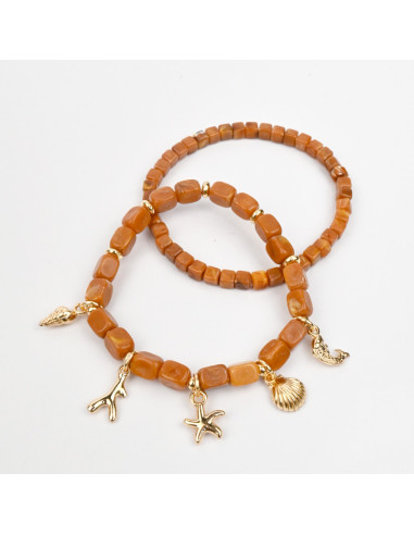 Set x2 Pulseras de Acrílico con Dijes Marinos | Infinita Moda