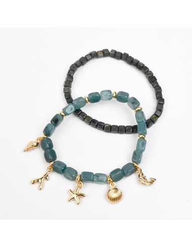 Set x2 Pulseras de Acrílico con Dijes Marinos | Infinita Moda