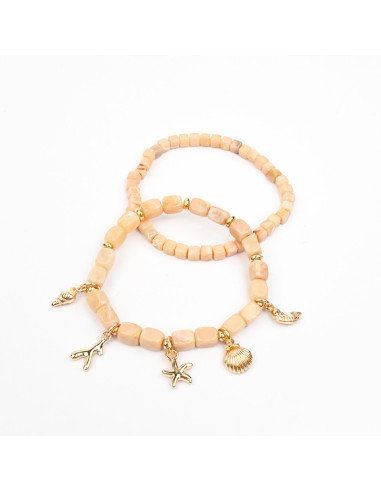 Set x2 Pulseras de Acrílico con Dijes Marinos | Infinita Moda