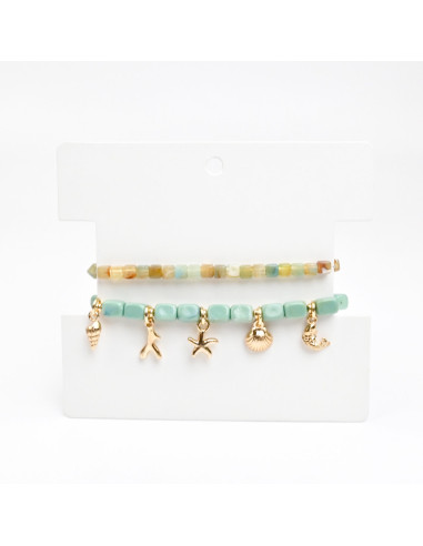 Set x2 Pulseras de Acrílico con Dijes Marinos | Infinita Moda